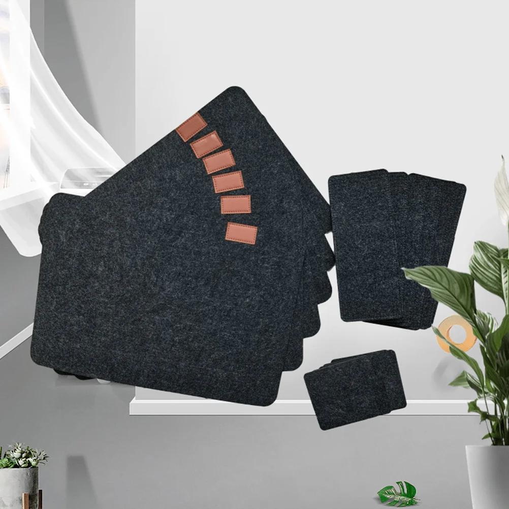 

4Sets Restaurant Square Felt Place Mats Round Coasters Cutlery Bags Heat Resistant Table Protection Home Use Felt Coasters