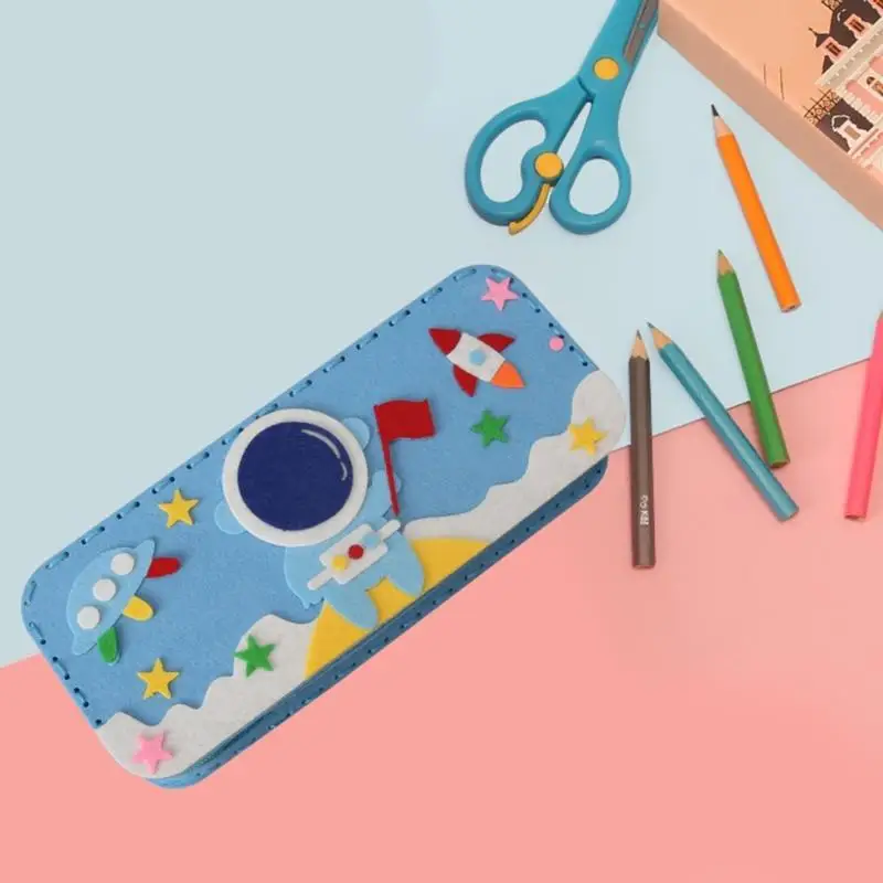 R53C Handmade Pencil Case Sewing Kits School Supply DIY Animal Pen Bag Develop Fine Motor Skills for Classroom Activity