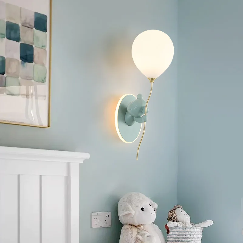 Imagem -04 - Nordic Criativo Cartoon Bear Balão Led Lâmpadas de Parede Simples Quarto das Crianças Lâmpada Iluminação de Cabeceira Ambience Light Luminárias