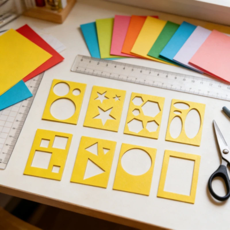 8Pcs Geometric Drawing Stencils Set for Plastic Rulers with Circle Star Square Triangle Shapes for Art Math Drafting  Handmade