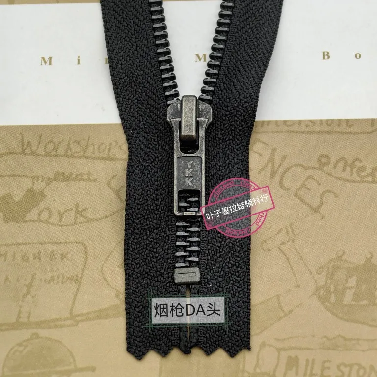 YKK5 Metal Bong Black Closed Zipper, Black Coat Jacket Neckline Pocket Bag Handmade DIY image 3
