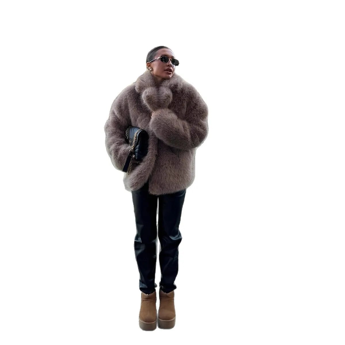European and American imitation fur coat autumn and winter loose environmental protection fox hair suit collar fur coat women