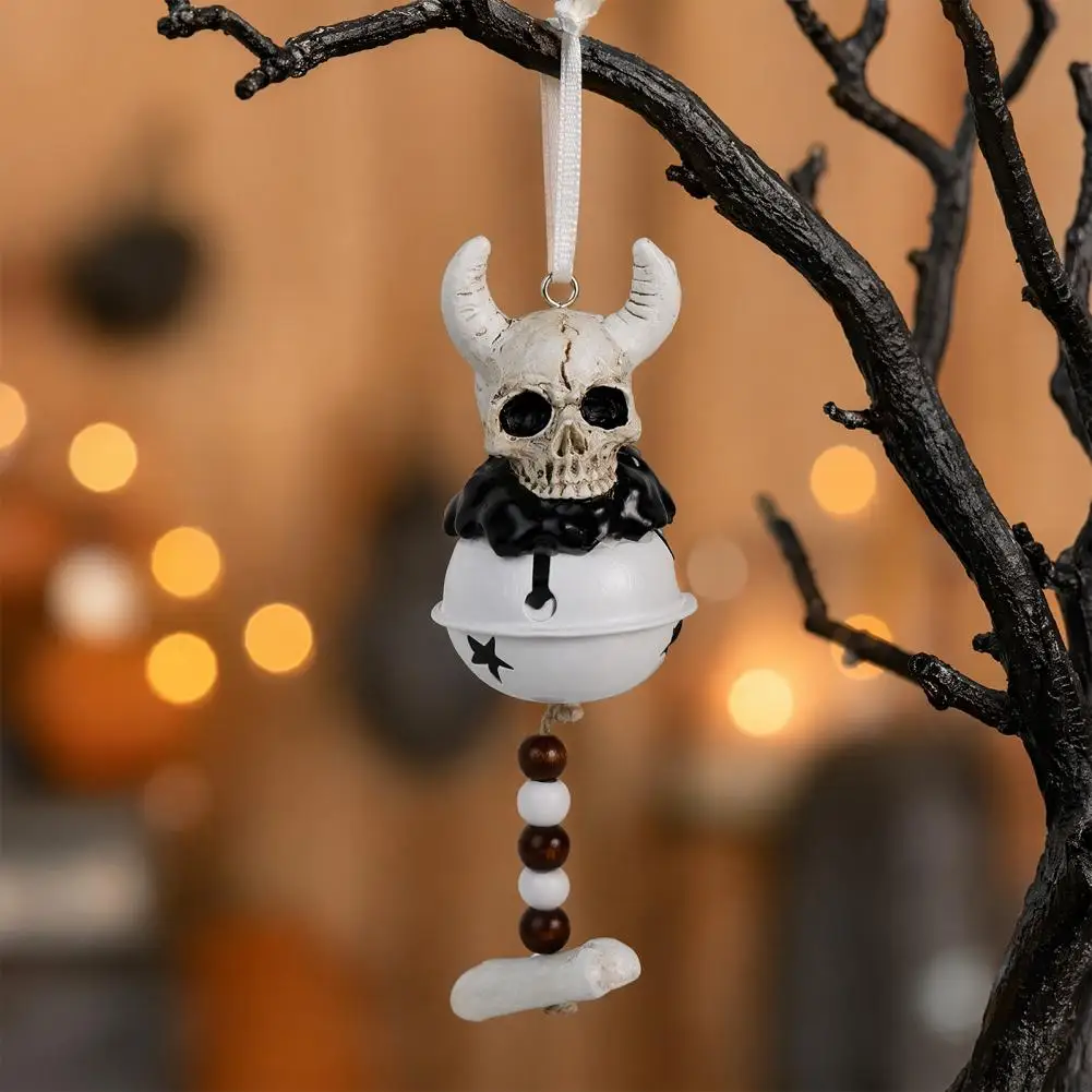 Spooky Halloween Decor Halloween Jingle Bell Ornament Bull Skull Decoration Angel Wings Hanging Bell Halloween Party Tree Decor