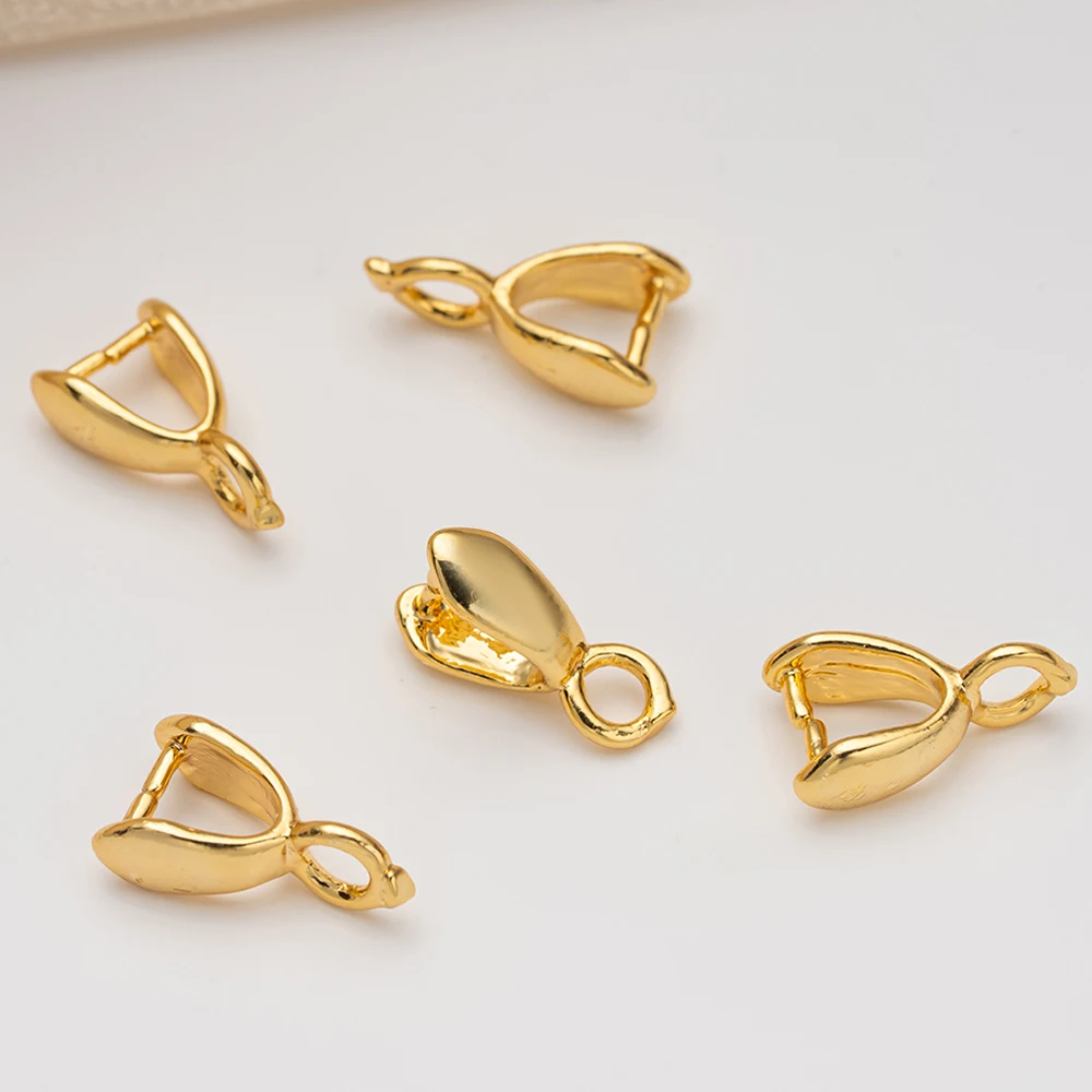 20pcs 18K Gold Plated Brass Pinch Clip Bail Clasp Dangle Charm Bead Pendant Connector Findings for DIY Bracelet Jewelry Making - view 3