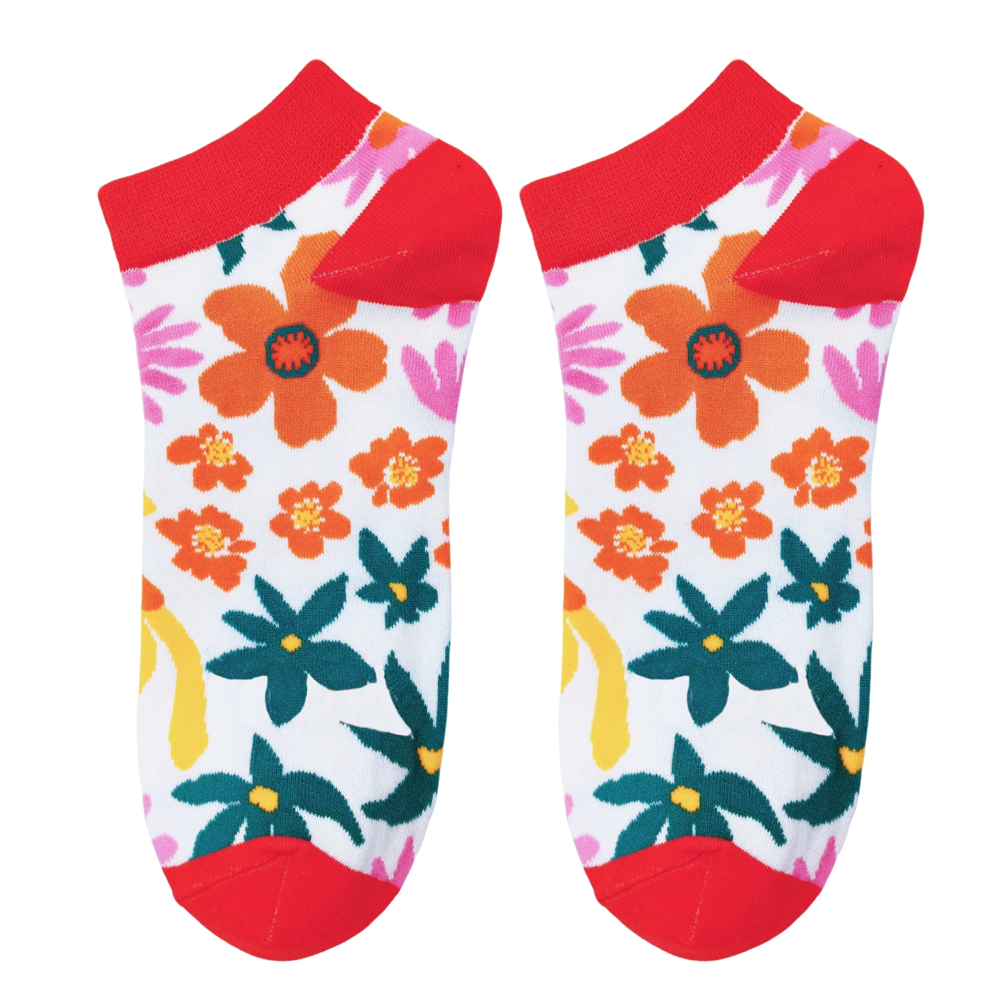 Одна пара носков-лодочек с цветочным принтом