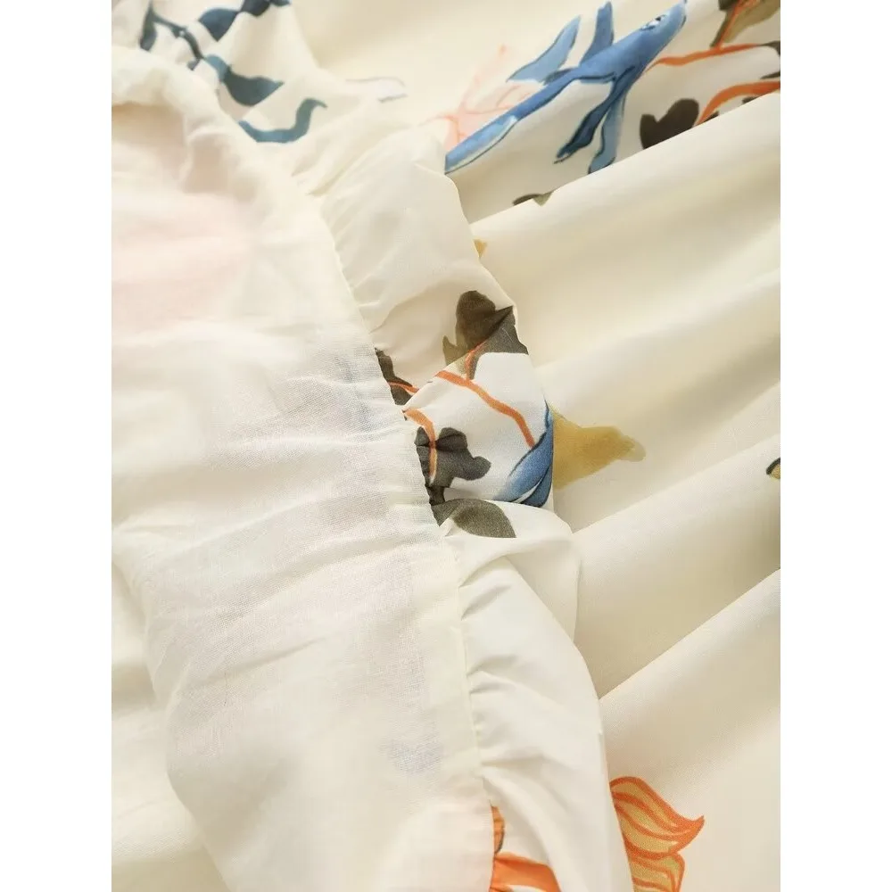 2024 Boheemse spaghettibandjes strand zomerjurken officiële winkel bloemenprint vakantie damesjurk