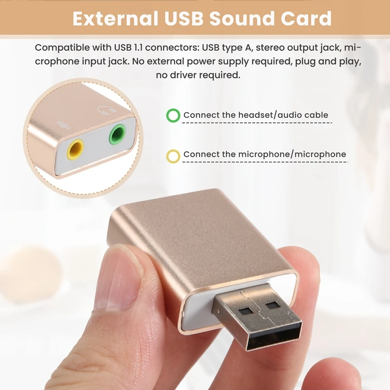 Usb Sound Card 7.1 External Usb To Jack 3.5Mm Headphone Adapter Stereo Audio Mic Sound Card For Pc Computer Laptop