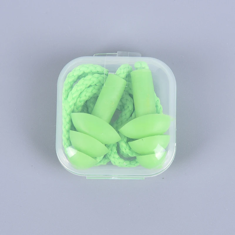 1PC Silicone Ear Plugs Sleep Earplugs Noise Reduction Swimming Earplugs With Rope Box-packed Comfortable Earplugs