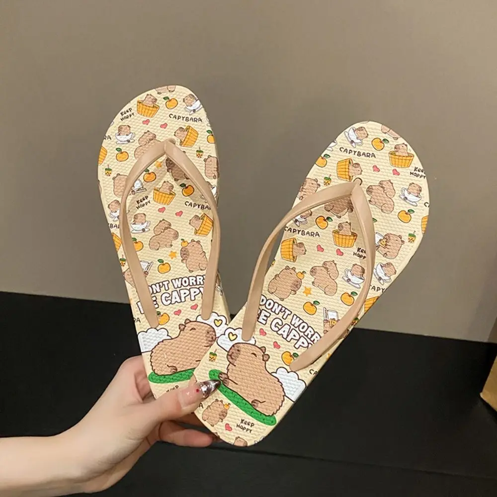 شباشب كابيبارا اللطيفة من مادة PVC، نعل ناعم، شباشب شاطئ حلوة كرتونية مضادة للانزلاق للنساء في المنزل