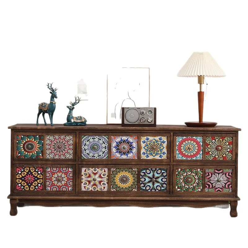 

American solid wood retro TV cabinet painted living room wooden floor TV table small apartment simple modern electricity