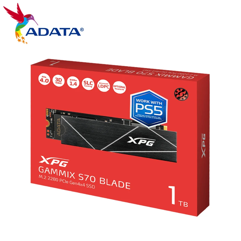 Imagem -06 - Disco Rígido Interno Lâmina Adata-xpg S70 Ssd Pcie 4.0 512gb 1tb 2tb Nvme M.2 Tlc Disco Rígido Max 7400 Mbps