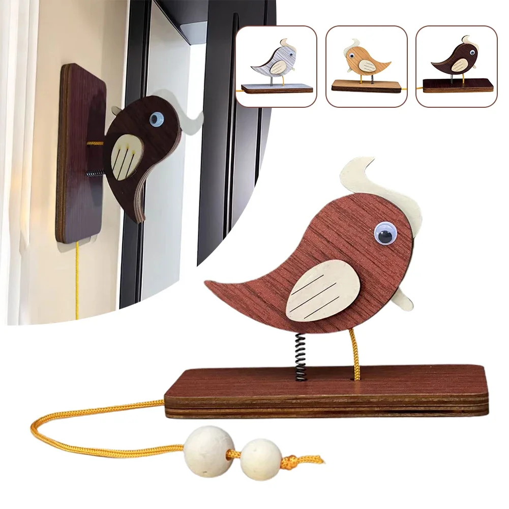 Woodpecker DoorBell Wooden Handmade Creative Door Bell Homestay Room Decor Decoration Accessories DIY Artistic Home Decor Gift