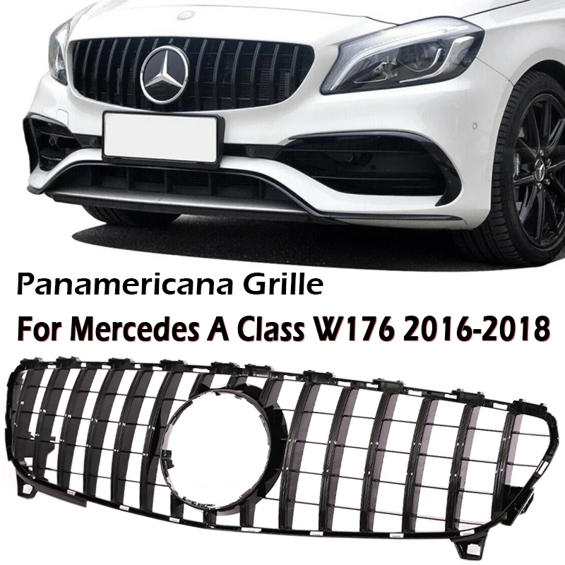 

Panamericana GT Diamond A45 AMG Style Front Bumper Grille Turning Grill For Mercedes Benz A Class W176 Facelift 2016-2018 Chrome