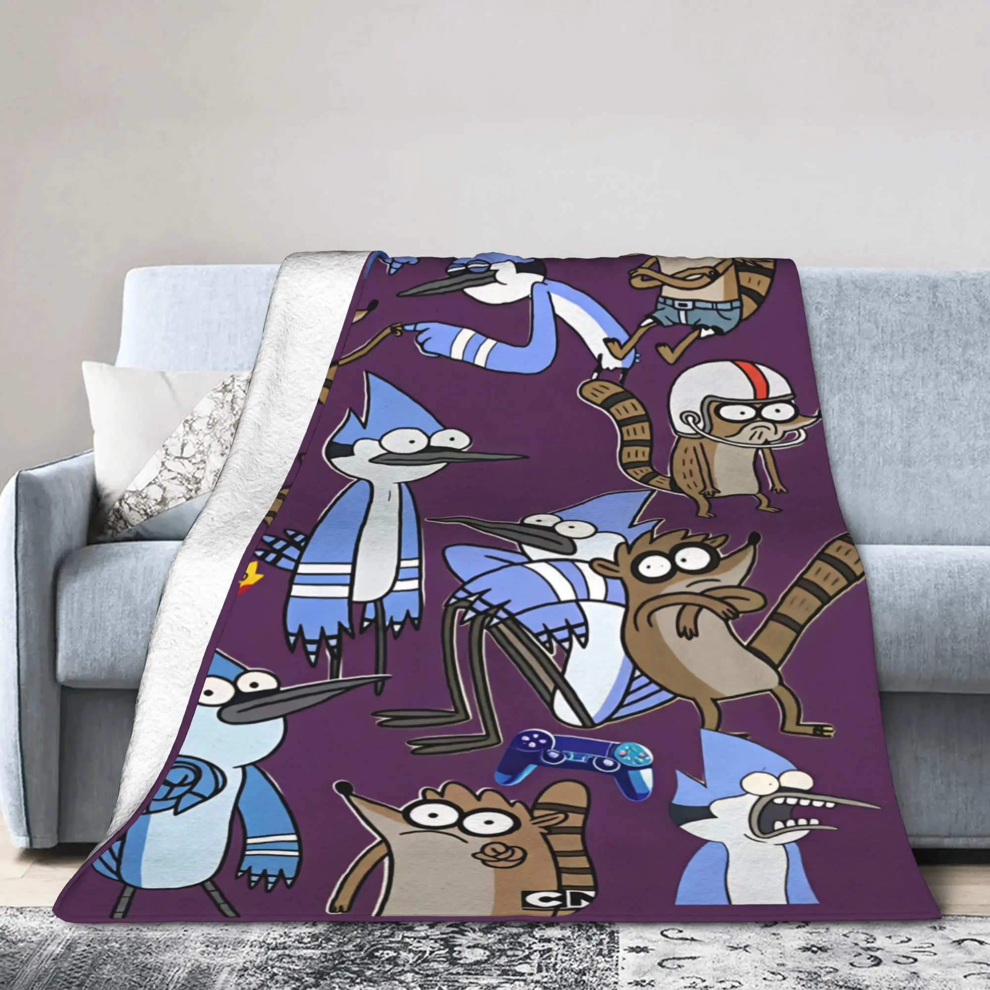 Mordecai And Rigby Regular Show Cartoon Characters Blanket Quality Warm Soft Throw Blanket Winter Camping Outdoor Bedspread