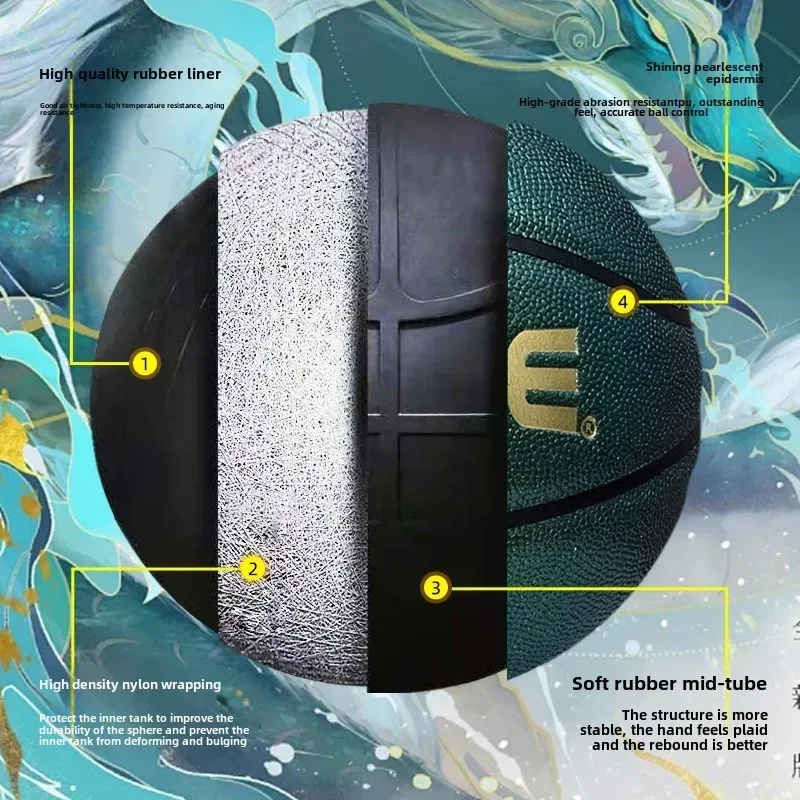 لا. 7 لعبة تدريب كرة السلة PU عالية الجودة للبالغين، كرة سلة كرة سلة مقاومة للاهتراء باللون الأخضر اللؤلؤي