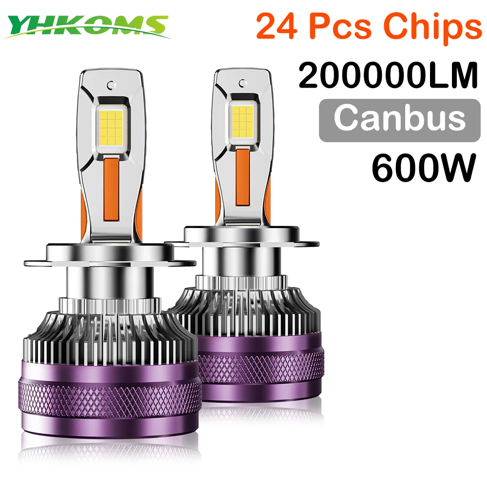 YHKOMS H7 LED H4 Canbus Car LED Headlight 9005 9006 H1 H8 H9 H11  Auto Fog Light Motorcycle 600W 200000LM High Power LED Lamp