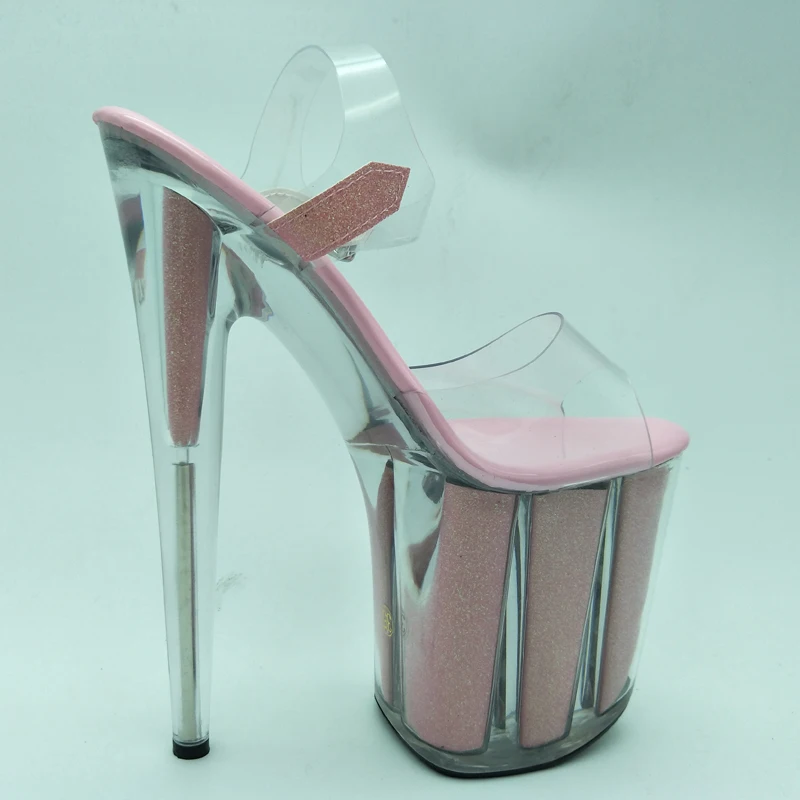 LAIJIANJINXIA, nuevos zapatos de baile de barra exóticos sexis de PVC, sandalias de verano para mujer, tacones altos de 20CM, correa con hebilla, talla 34-46 E005