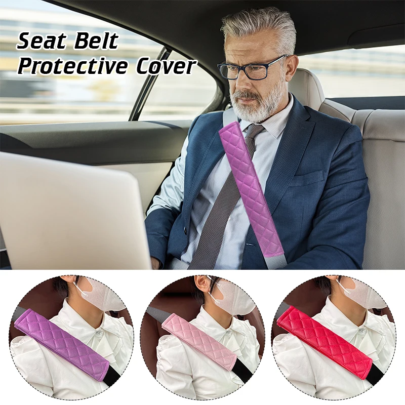 1Pc Car Accessories Seat Safety Belt Cover Lengthen Plush Seat Belt Shoulder Pad Breathable Protect Cover Universal Car Interior