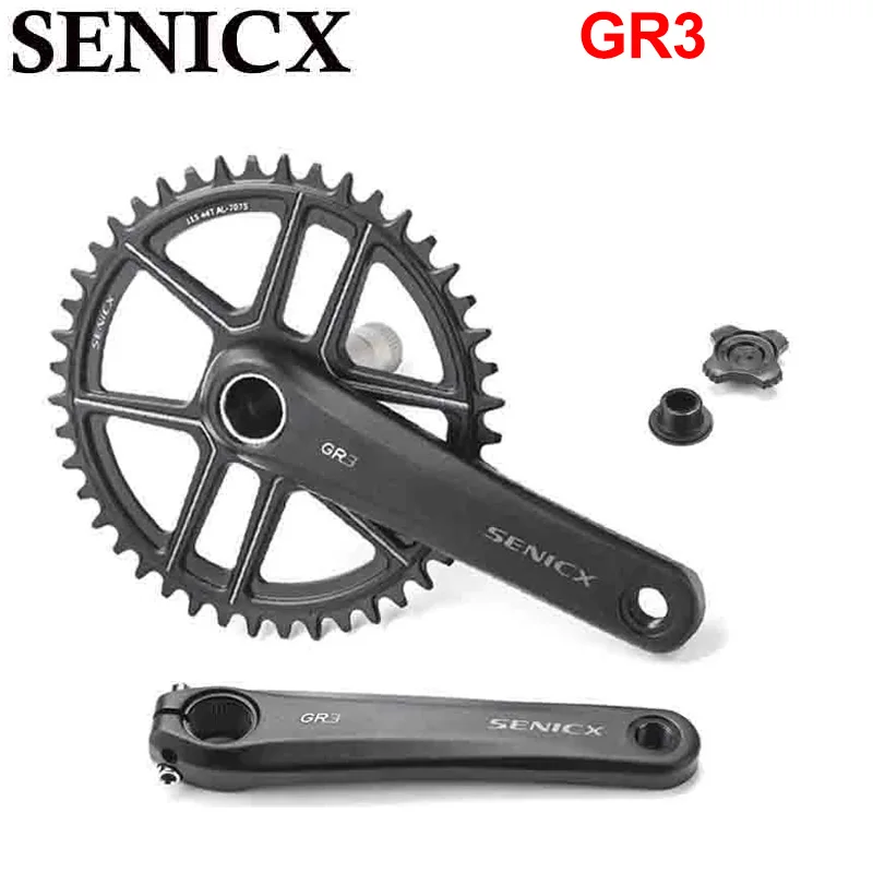 SENICX GR3 Single Speed Crank Chainset Crankset 42T 44T 170mm 175mm For Gravel-Bikes Cyclo-Cross BB24MM