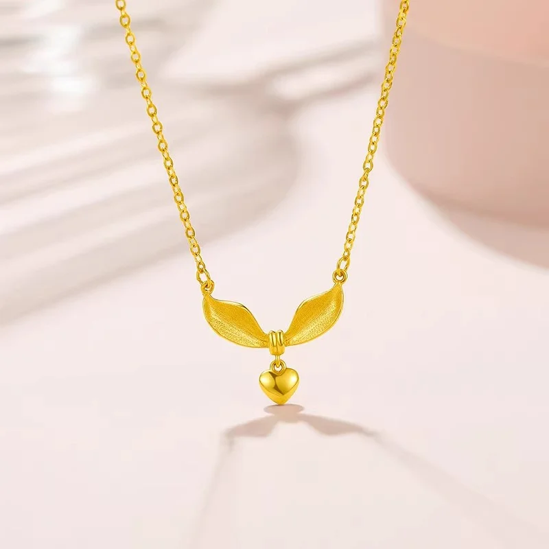 

AU750 18K jewelry women's gold necklace, fashionable temperament, caring rabbit ears, collarbone chain jewelry gift