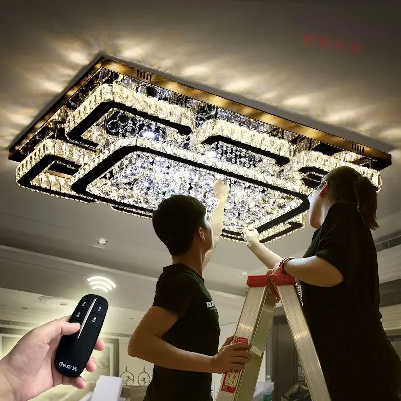 New crystal lamp living room lamp rectangular led ceiling lamp simple modern atmosphere suitable for living room bedroom