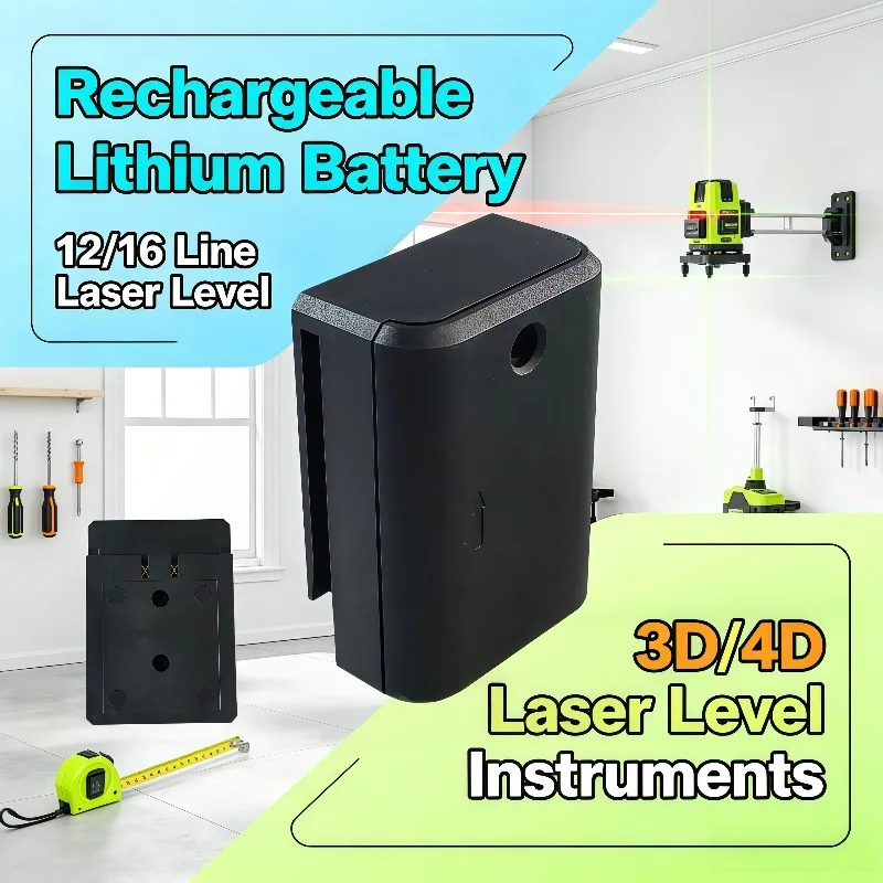 Rechargeable Lithium Battery For 12/16 Line Laser Level, Compatible With 3D 4D Laser Level Measuring Instruments