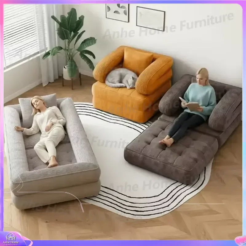 Modern Fabric Folding Sofa Bed Single Recliner Portable Vacuum Compressed Couch Adjustable Lounge Chair for Small Space