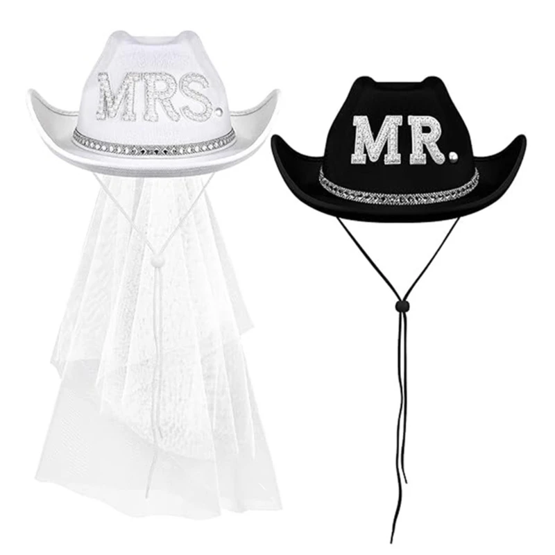 Vacation Cowboy Hats for Groom Bride Shining Rhinestones for Club Carnivals Dropship