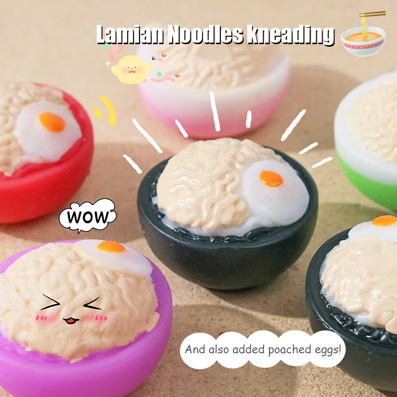 

Cute Simulated Food Colorful Ramen Bowls Squeeze Slow Rebound Toys Mini Lovely Decompression Unzip Toys Solid Soft Rubber Toys