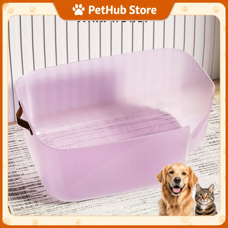 Wink Honey Cat Litter Box Jumbo Extra Large Anti Splashing Fully Open Semi Transparent With Handle For Indoor Adult Cats
