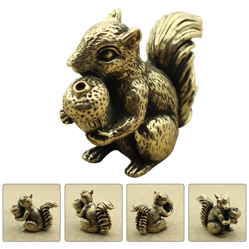 

Desktop Ornament Bronze Squirrel Vintage Copper Craft Office Home Decor Retro Statue Copper Squirrel Decoration Desktop Tabletop