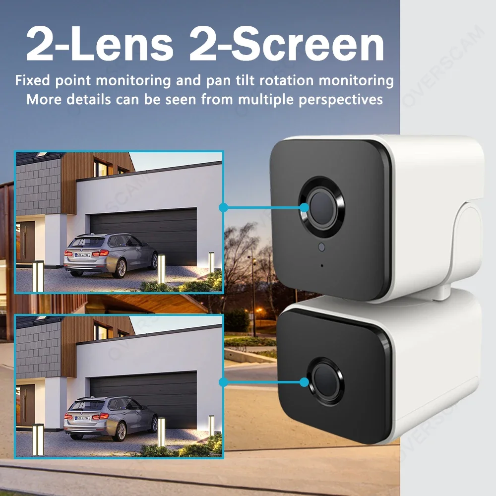 4K 8MP Dual Lens All-round Monitoring WiFi IR Night Vision Outdoor Waterproof Wireless Ai Human Auto Tracking Security Camera