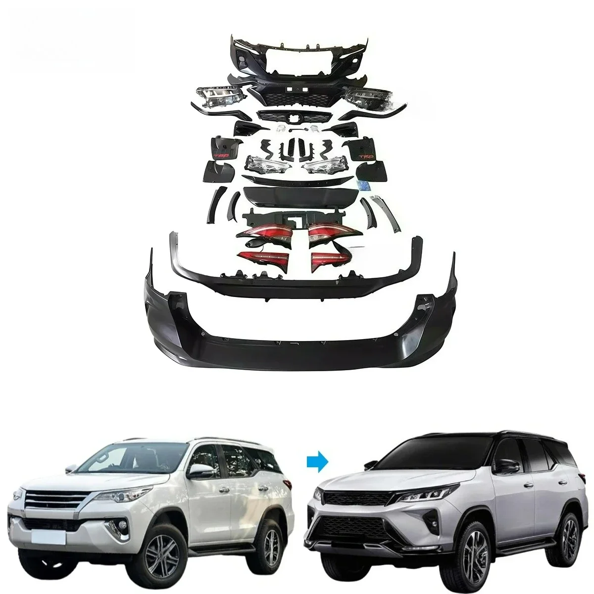 

Восстановленный стиль FORToyota Fortuner 2016-2021 To R Legender 2022-2025 Комплект бампера премиум-класса FRP
