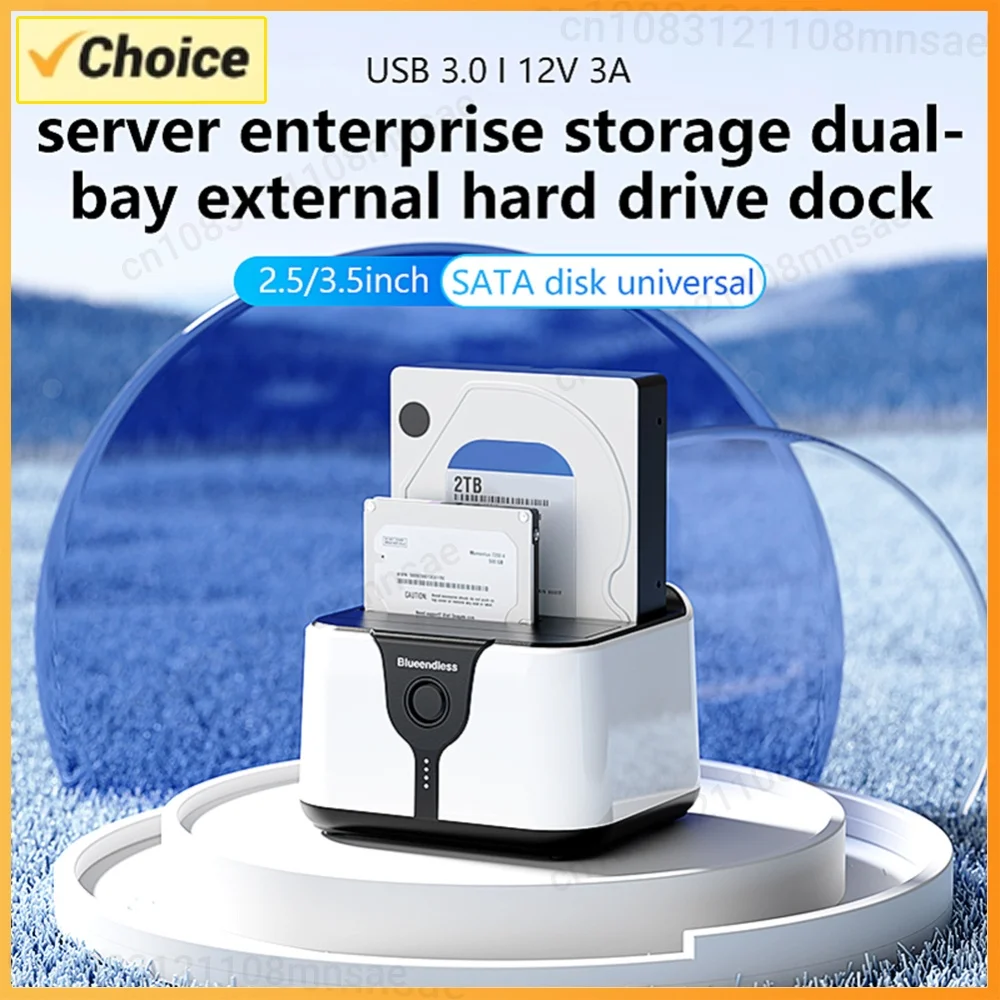 USB 3.0 To SATA Dual Bay External Hard Drive Docking Station Support Offline Clone Hard Drive Dock for 2.5/3.5 Inch SATA HDD/SSD