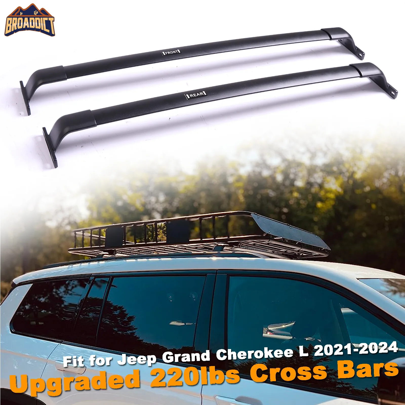 

Поперечные перекладины 220 фунтов для Jeep Grand Cherokee L 2021-2024, багажник на крышу