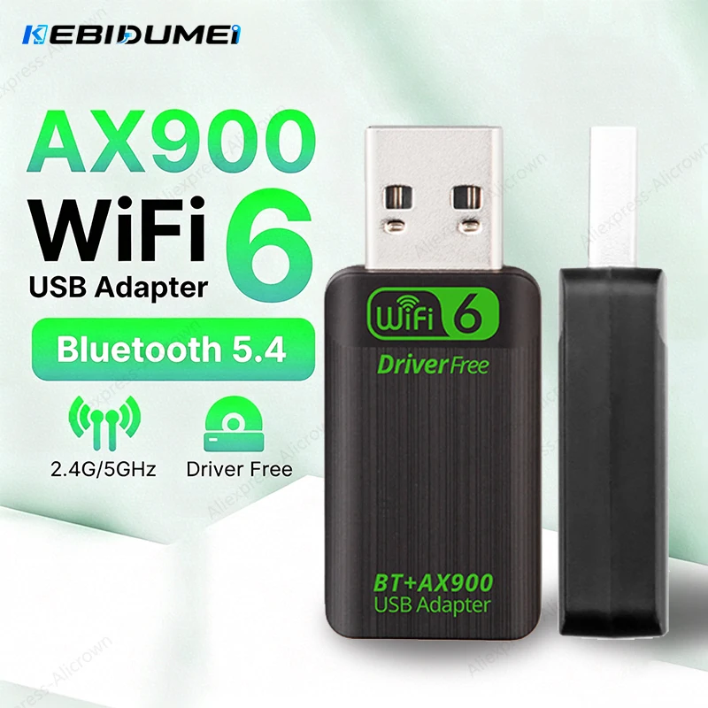 KEBIDUMEI AX900 USB WiFi 6 Bluetooth 5.4 Adapter 2in1 Dongle Dual Band 2.4G&5GHz Network Wlan Receiver DRIVER FREE For Win10/11