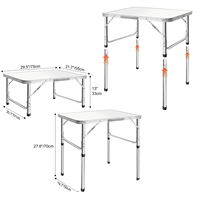 Adjustable Height Folding Camping Table - Portable Picnic Table for Outdoor, Indoor, Catering, Buffet & Garden with Carry Handle