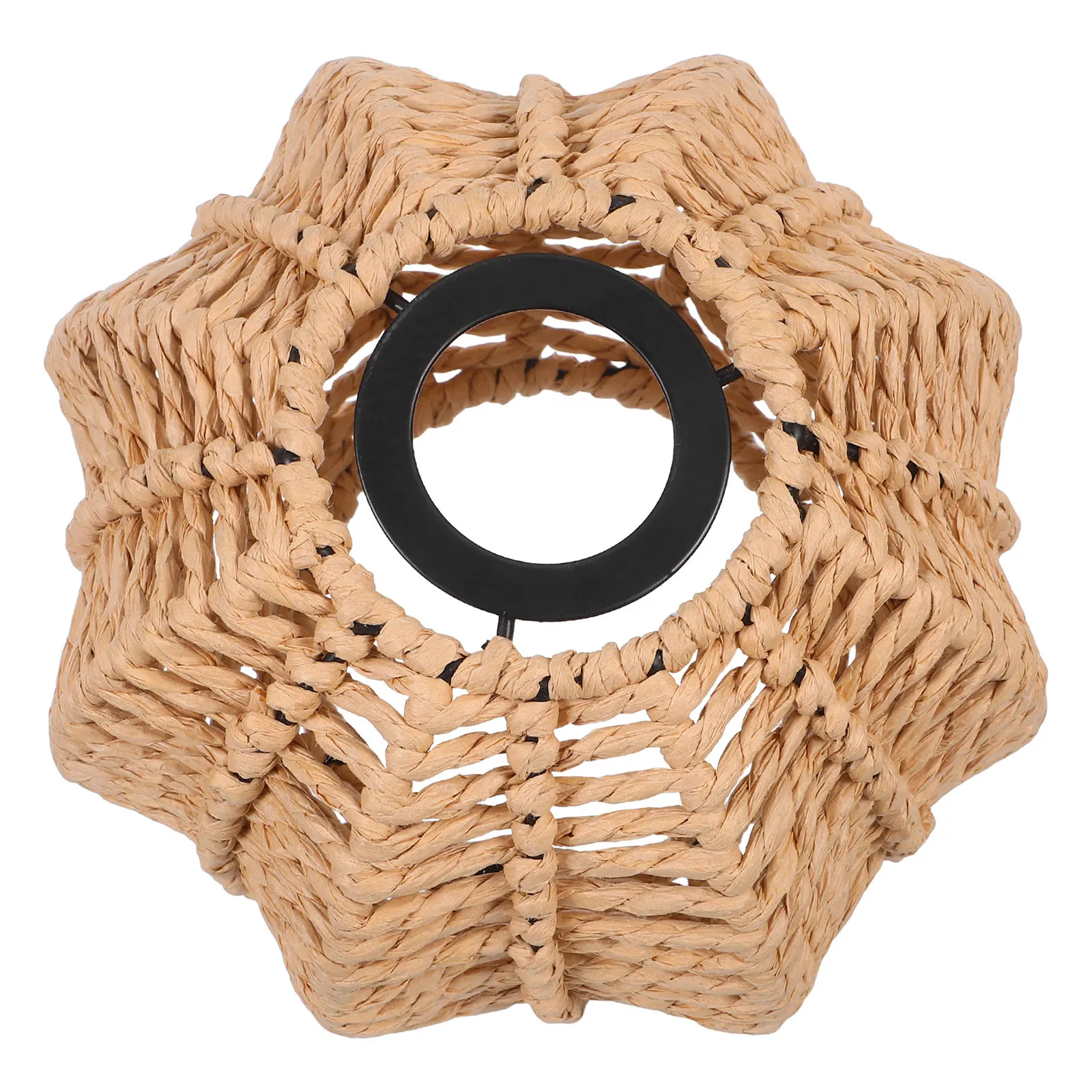 Woven Pumpkin Lampshade Rustic Boho Handwoven Pendant Light Shade Decorative Ceiling Light Cover Pumpkin Shape 4.2cm Hole