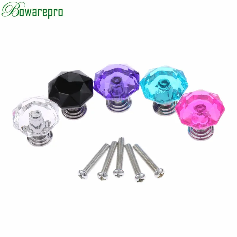 24mm Elegant Crystal Cabinet Door Knob Drawer Cupboard Wardrobe Pull Handle Transparent Furniture Mini Knobs and Handles