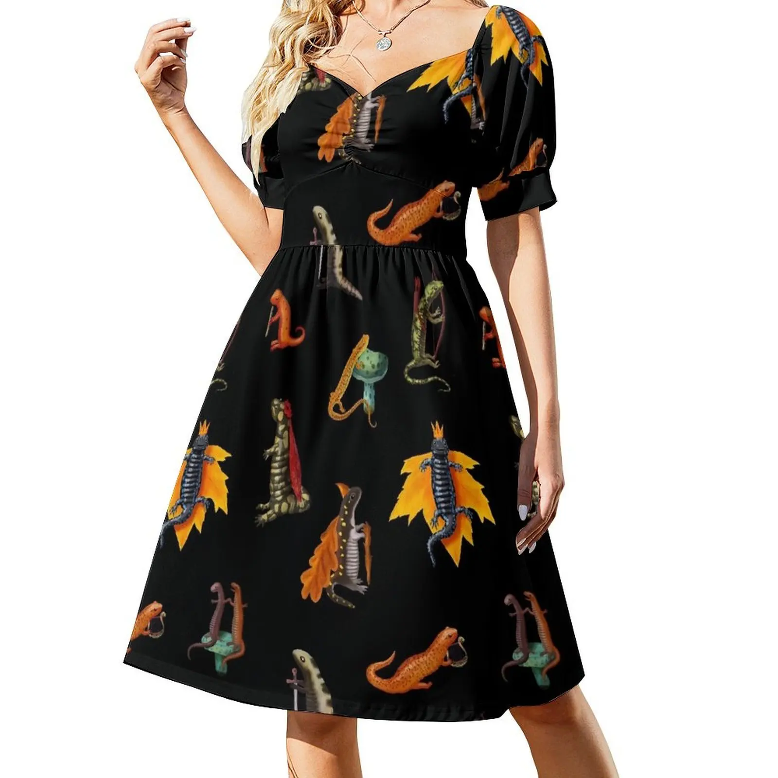 Medieval Salamanders and Newts Short Sleeved Dress elegant women's sets Summer skirt luxury evening dresses for women 2025 Dress