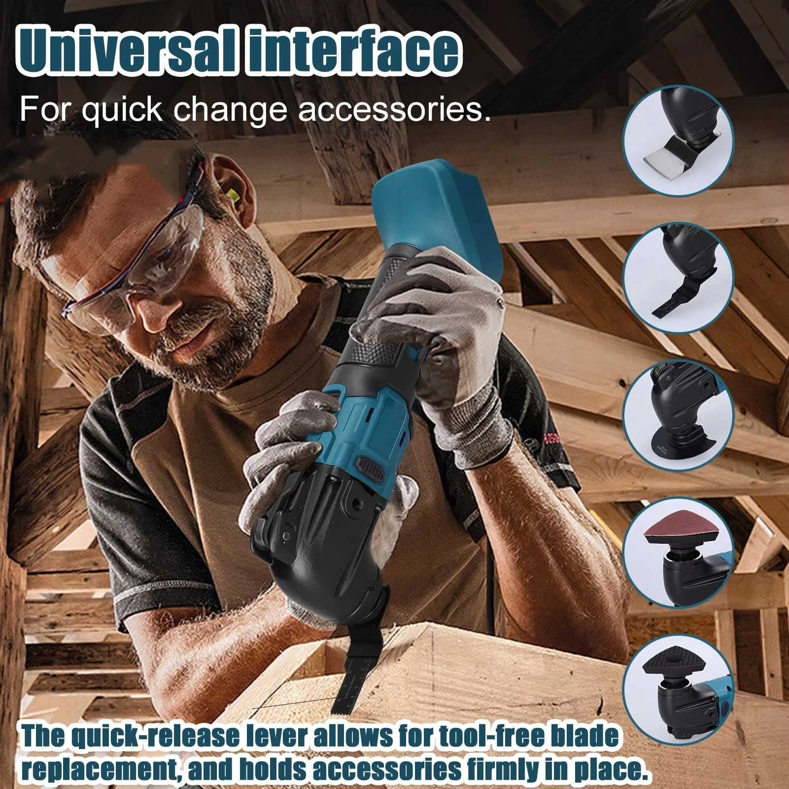 23PCS Oscillating Multi Tool with 2 Original Battery Brushless Multi-Tool Handle 6 Variable Speed Cutting Tools for Makita 21V