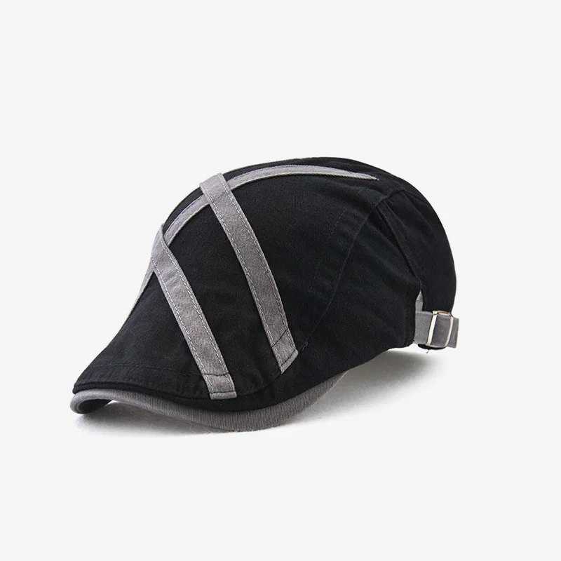 

Beret European And American Leisure Simple Casquette Well-shaped Patch Strip Metal Small Labeling Peaked Cap