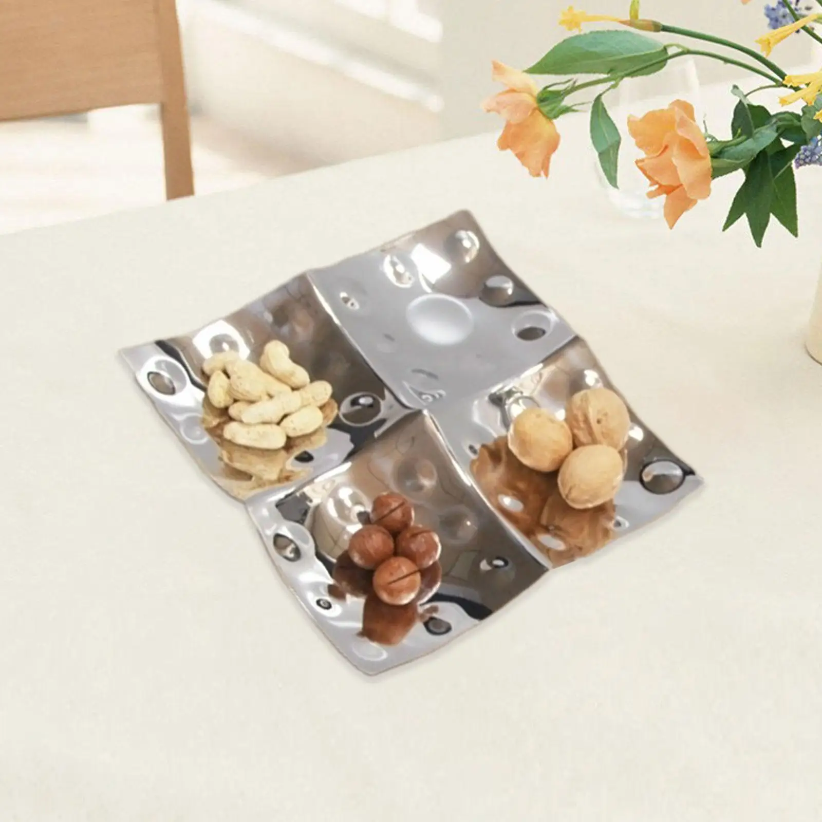 Bandeja para servir dividida, decoración del hogar, plato de frutas secas para aperitivos, dulces y galletas