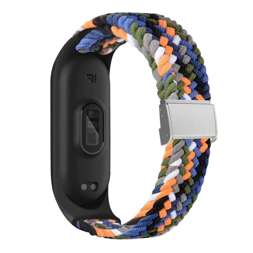 Strap for Mi band 7 bracelet Stainless steel Elastic adjustable Nylon Braided Miband4 miband 5 correa for xiaomi Mi band 4 3 5 6