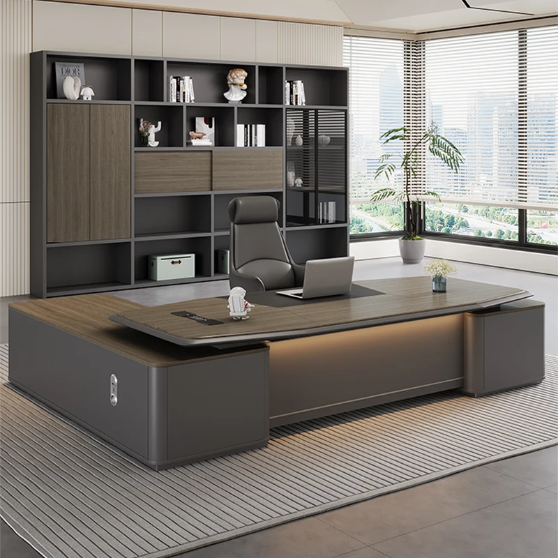 

Высококачественный президентский стол, офис босса, комбинация офисного стола и стула, современная комната общей менеджера, большой стол