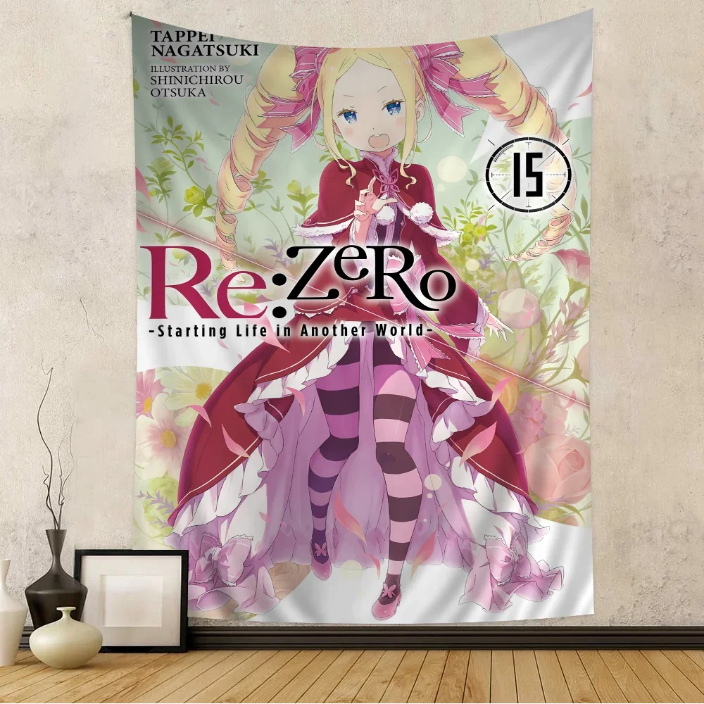 نسيج أنيمي من Re Zero لديكور النوم ، زهرة الهيبي ، سجاد حائط ، تعليق جداري هيبي رخيص #3