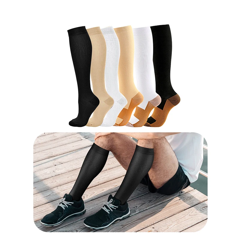 

1Pair Copper Compression Socks for Women & Men Circulation 15-20 MmHg Best Support for Nurses,Running,Knee Sleeve