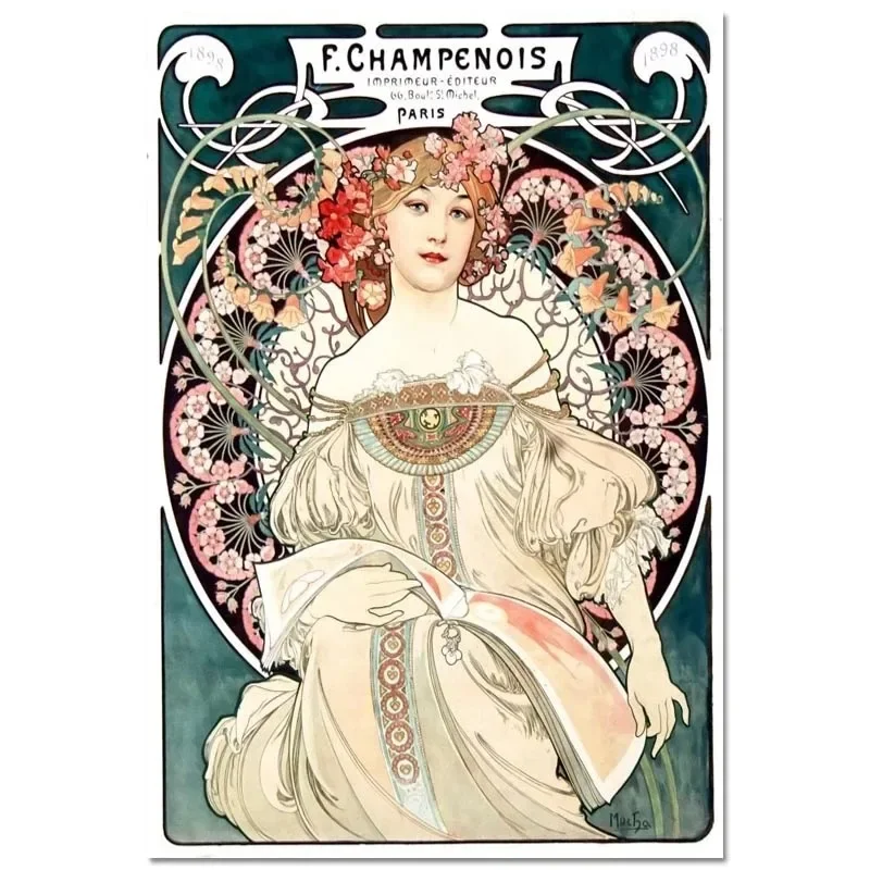 Alphonse Mucha Plakat Pin Up Girls Metalowy Blaszany Znak Artystyczny Malarstwo Dekoracyjne Tabliczki Ścienne Do Baru Kawiarnia Salon Dom Dekoracja