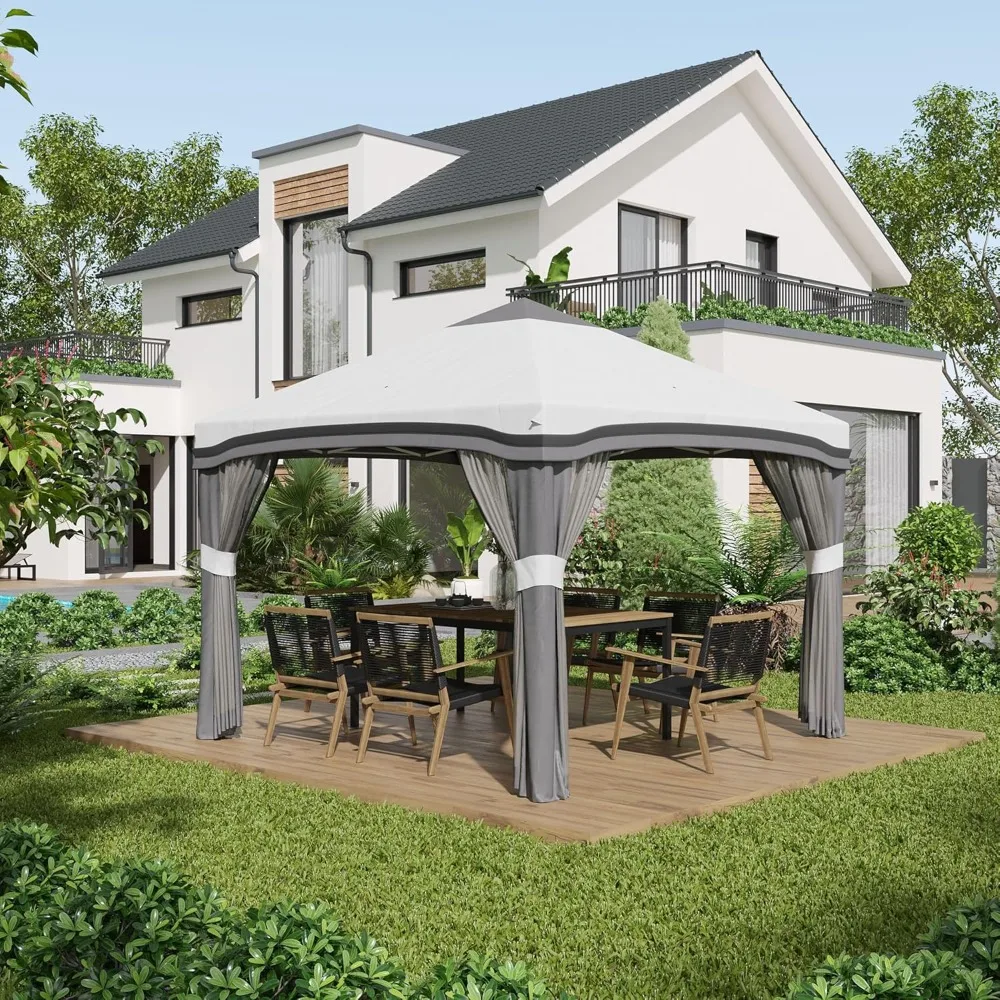 

10' x 10' Pop Up Canopy Tent with Netting, Instant Tents for Parties, Height Adjustable, with Wheeled Carry Bag, Customized