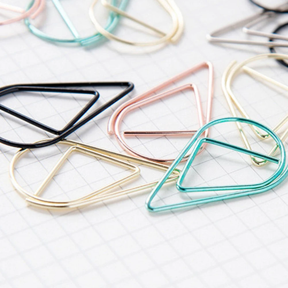 

100 pcs Water Drop Shaped Metal Paper Clips Strong Grip For Office School Diy Bookmarks Photo Albums Envelopes Business